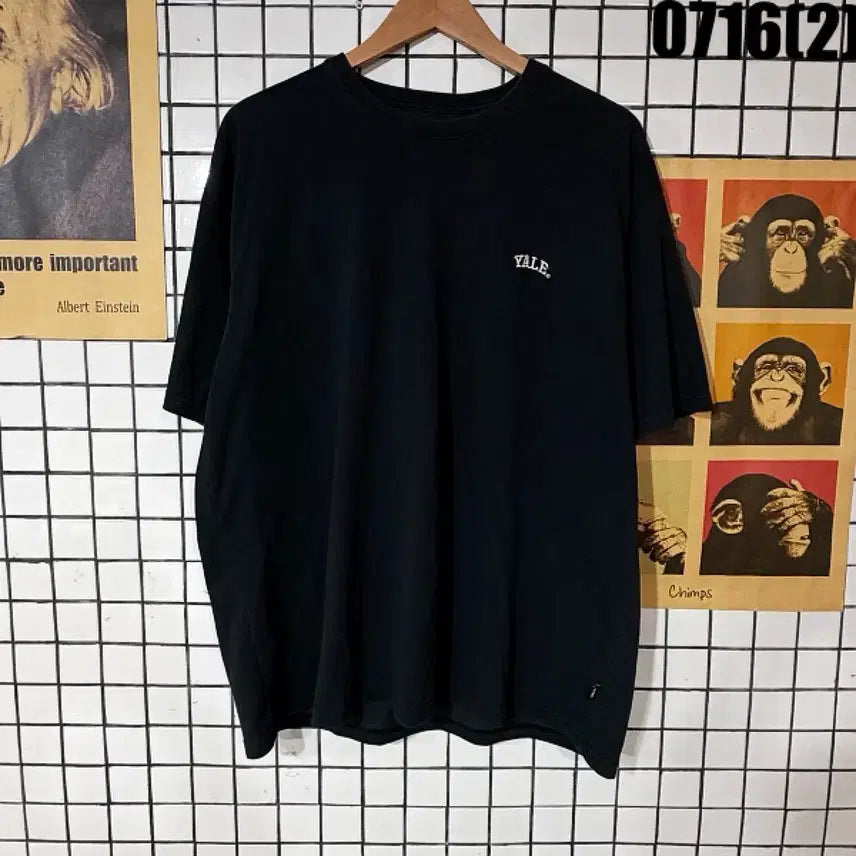 [BUNJANG] YALE Embroidered Logo Black Short Sleeve T-Shirt / YALE 예일 반팔 티셔츠 블랙 0716