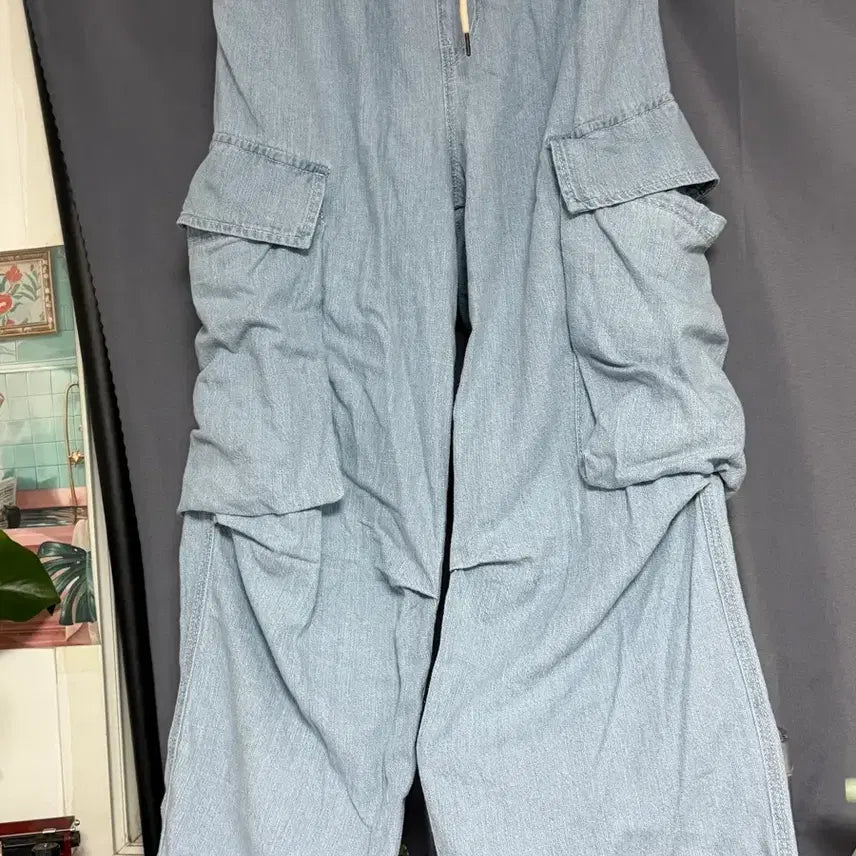 [BUNJANG] Light Wash Cargo Wide Pants / 연청 카고 와이드 팬츠L