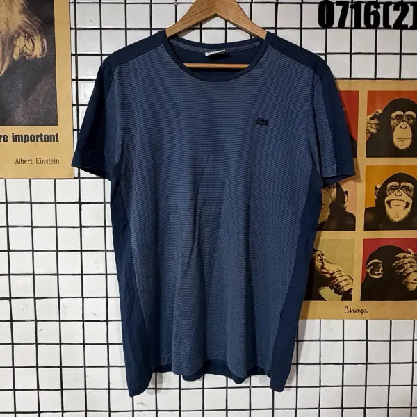 [BUNJANG] Lacoste Navy Striped Short Sleeve T-Shirt Size 4 / 라코스테 반팔 티셔츠  4 0716