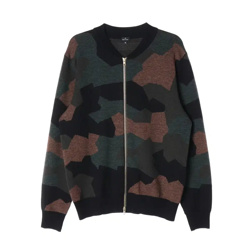 [BUNJANG] Paul Smith Camouflage Pattern 100% Wool Zip-Up Cardigan / 폴스미스 카모플라주 패턴 울 100% 집업 가디건