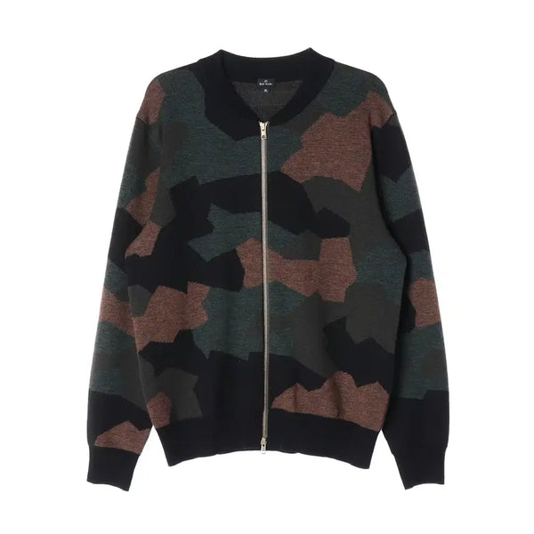 [BUNJANG] Paul Smith Camouflage Pattern 100% Wool Zip-Up Cardigan / 폴스미스 카모플라주 패턴 울 100% 집업 가디건