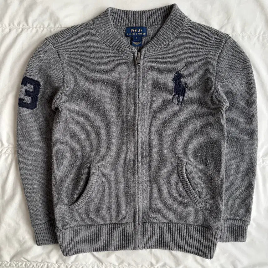 [BUNJANG] Polo Ralph Lauren Big Pony Knit Zip-Up Gray / 폴로 니트집업 그레이 빅포니