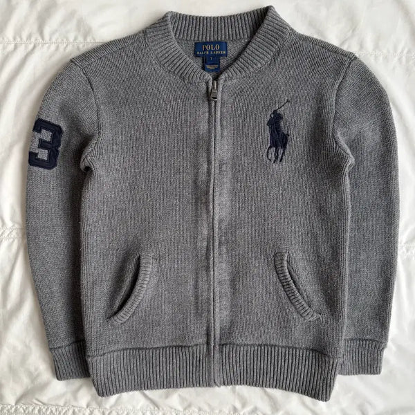 [BUNJANG] Polo Ralph Lauren Big Pony Knit Zip-Up Gray / 폴로 니트집업 그레이 빅포니