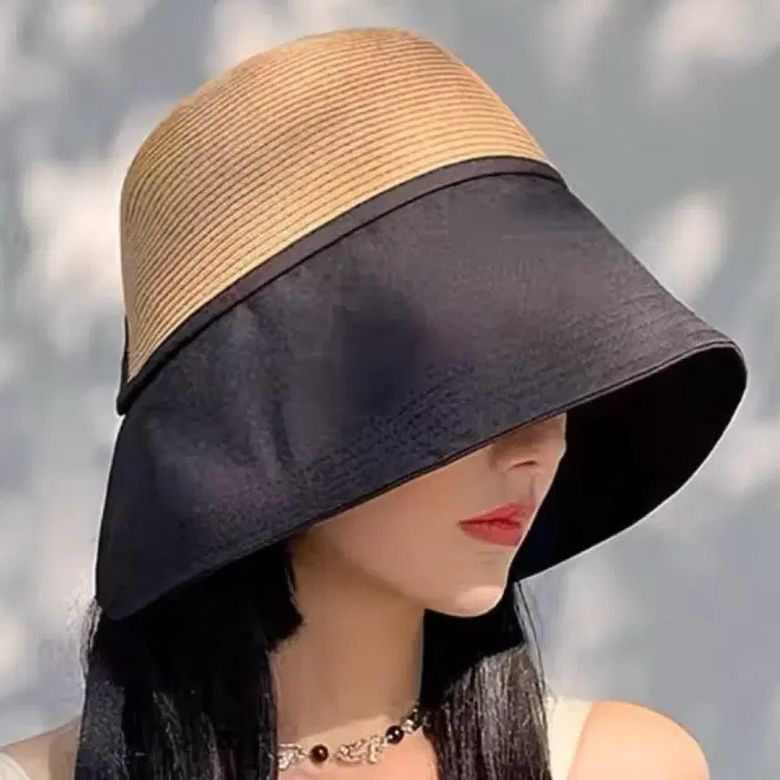 [BUNJANG] Black Straw Boater Hat / 밀짚 벙거지 모자 블랙