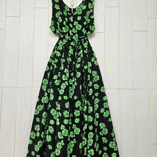 [BUNJANG] Green Floral Sleeveless Dress / 그린꽃나시원피스