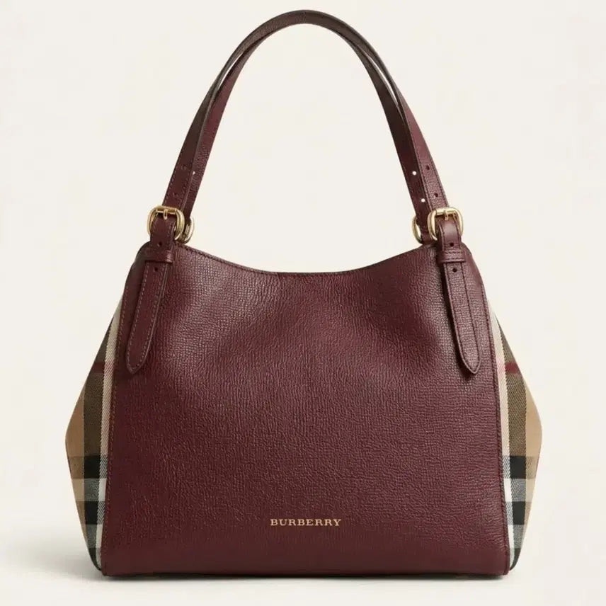 [BUNJANG] Burberry Leather Hobo Bag Burgundy / 정품 버버리 체크 벨트 레더 호보백 버건디