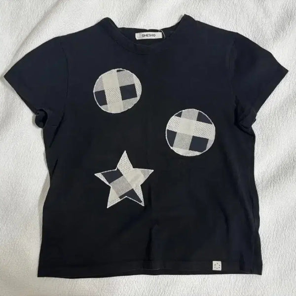 [BUNJANG] Ohesio Check Patch Short Sleeve T-shirt / 오헤시오 체크패치 반팔