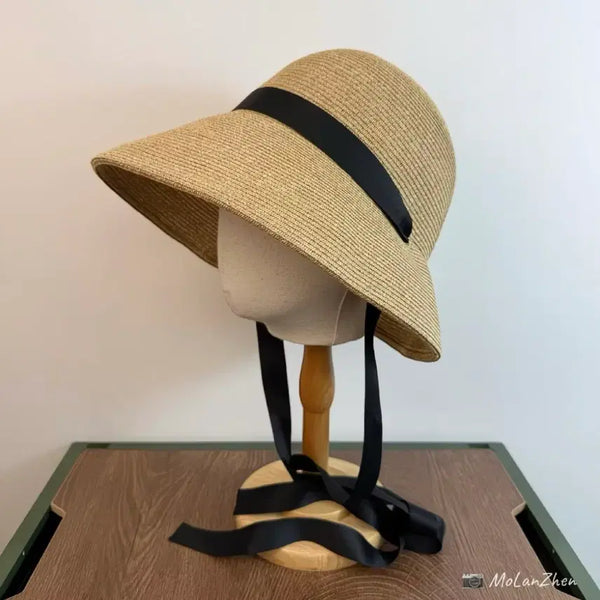 [BUNJANG] Raffia Hat Black Ribbon One Size / 라피아햇 57.5cm 블랙 리본