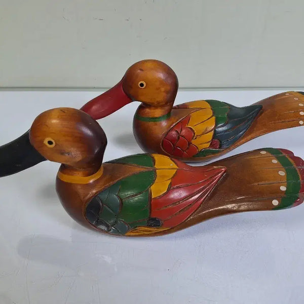 [BUNJANG] Vintage Wooden Duck and Mandarin Duck Sculpture Set / 근대사 수집 옛날 원목나무 조각품 오리 원앙 한쌍