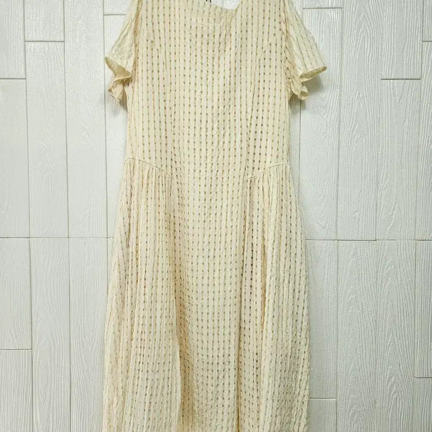 [BUNJANG] Plus Size Beige Checkered Dress / 빅사이즈 베이지체크 원피스