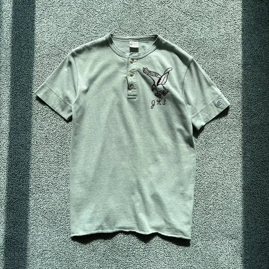 [BUNJANG] Champion Japan 50s Replica Henly Neck T-Shirt L Grey / Champion . 50s 챔피온 재팬 복각라인 헨리넥 티셔츠