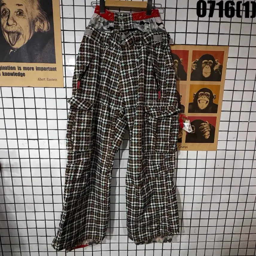[BUNJANG] URNICS Check Pattern Cargo Pants Brown / URNICS 체크 패턴 카고 바지 브라운 S