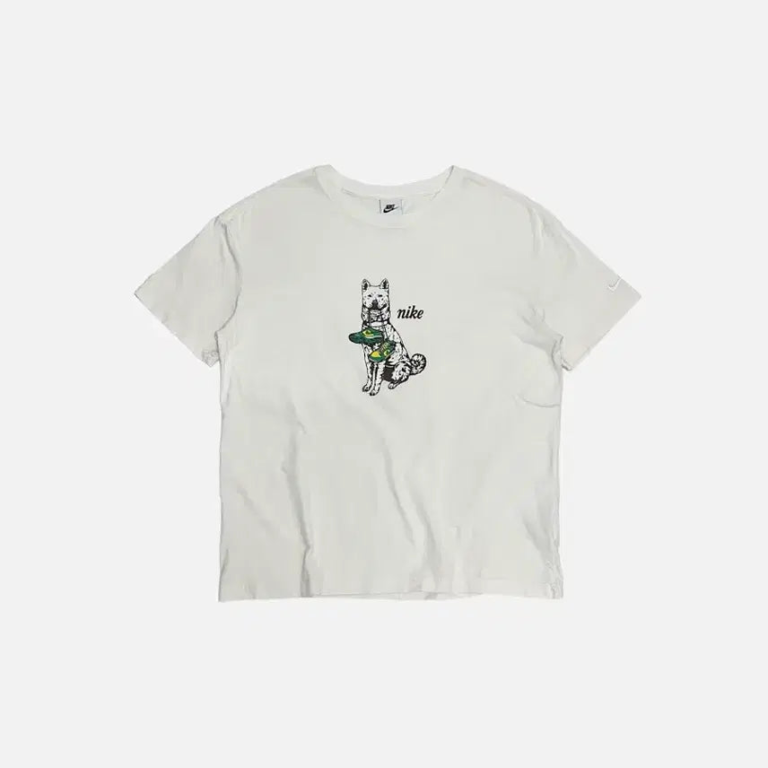 [BUNJANG] Nike NSW Jindo Printing T-Shirt White Vintage / 나이키 NSW 진도 프린팅 반팔티 화이트 빈티지 만원샵