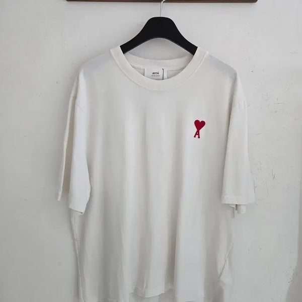 [BUNJANG] Ami Cotton T-Shirt White L / 아미 코튼 반팔 티셔츠
