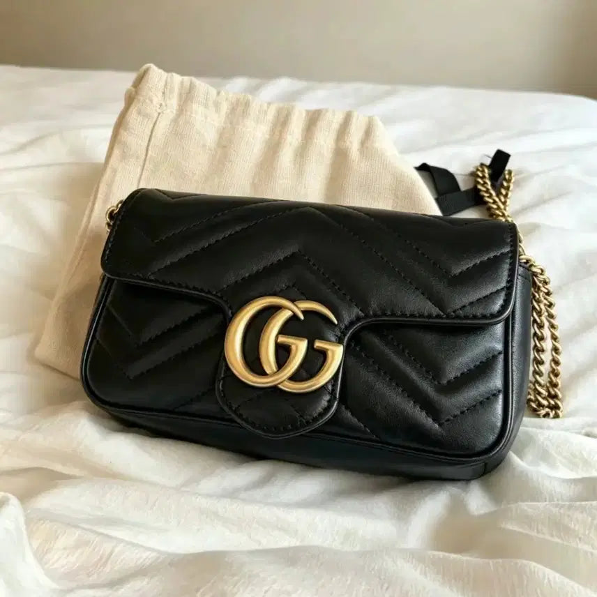 [BUNJANG] Gucci Marmont Mini Crossbody Bag Black / 구찌 마몬트 미니 크로스백 블랙
