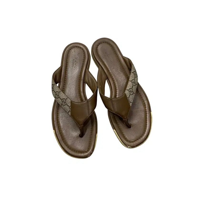 [BUNJANG] Gucci Logo Canvas Sandals (260mm) / A492. 구찌 로고 캔버스 샌들(260MM)