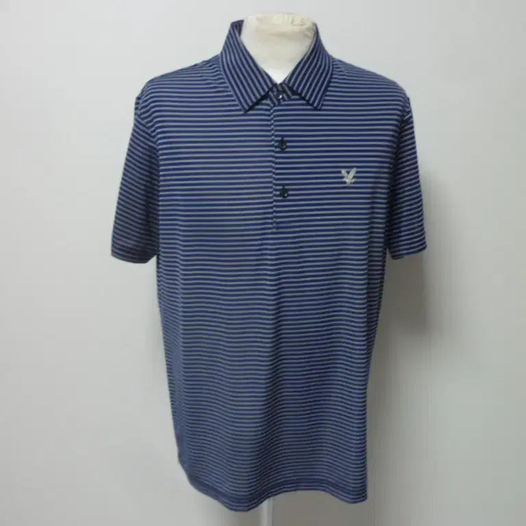 [BUNJANG] Ril & Scott Men's Striped Short-Sleeve Polo T-Shirt L Navy / 리일앤스콧/남성/일상복/골프/반팔/카라 티셔츠/100사이즈/새제품