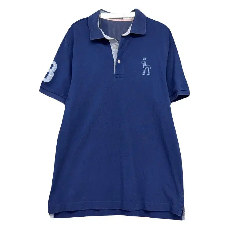 [BUNJANG] Hazzys Navy Big Logo Short Sleeve Polo T-Shirt Size 105 / 해지스 네이비 빅로고 반팔 카라티 105