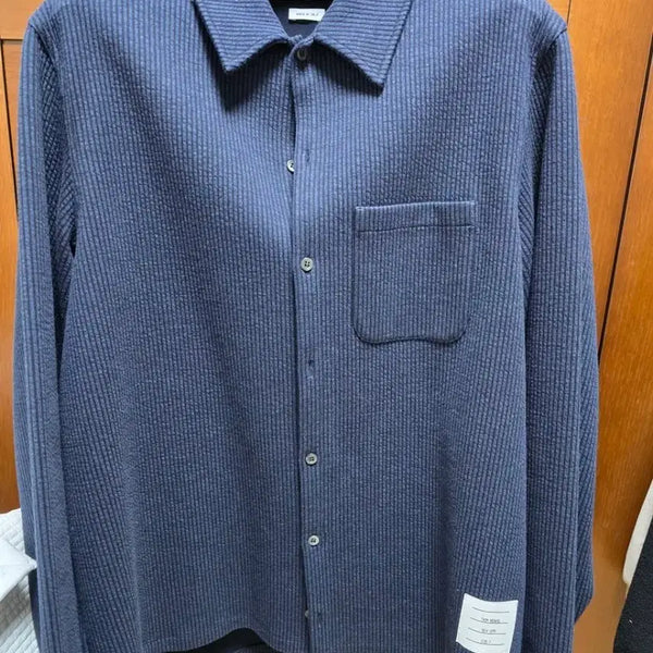 [BUNJANG] Thom Browne Navy Rib Knit Shirt / 톰브라운 네이비 립 조직 셔츠