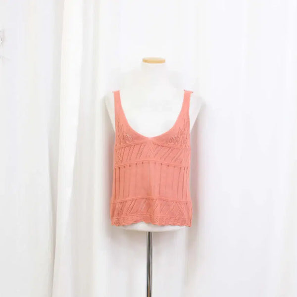 [BUNJANG] NANING9 Women's Cropped Knit Sleeveless Vest - Hot Pink / [정품] 난닝구 여성 롭 니트 나시 베스트 (F) 상상샵