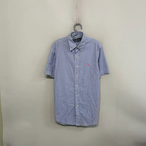 [BUNJANG] Polo Ralph Lauren Blue Gingham Check Short Sleeve Shirt M / 폴로 랄프로렌 블루 깅엄체크 반팔 셔츠 M