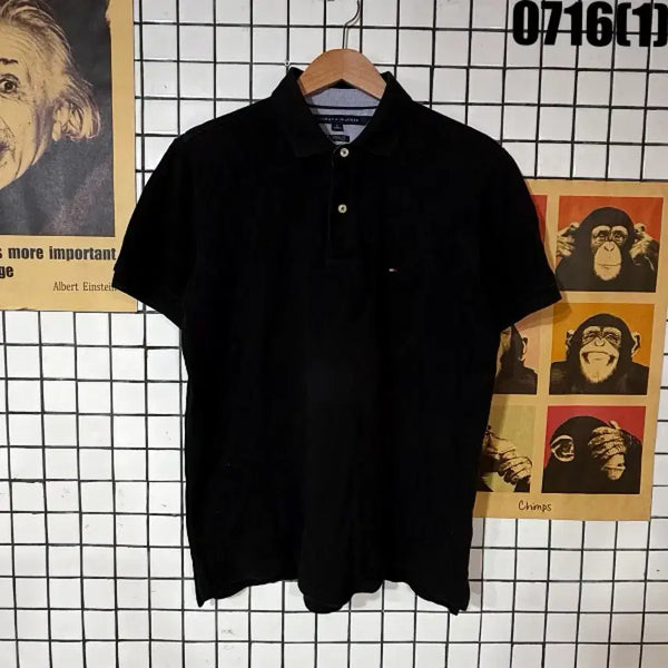 [BUNJANG] Tommy Hilfiger Short Sleeve Polo Shirt Black M / 타미힐피거 반팔 카라티 블랙 M