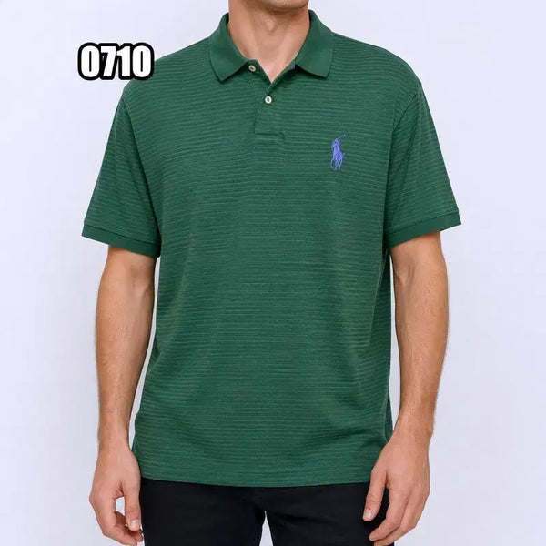 [BUNJANG] Polo Ralph Lauren Green Stripe Pique Shirt / M 폴로 랄프로렌 그린 컬러 스트라이프 피케 셔츠