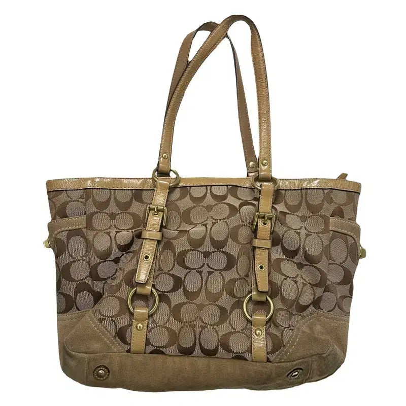 [BUNJANG] COACH Signature Dotted Bag - Beige Brown / COACH 시그니처 도트백 - 베이지브라운