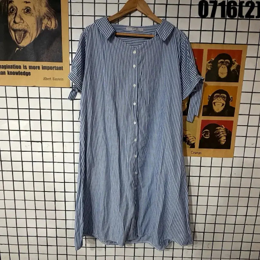 [BUNJANG] ON&ON Stripe Shirt Dress / 온앤온 스트라이프 셔츠 원피스 0716