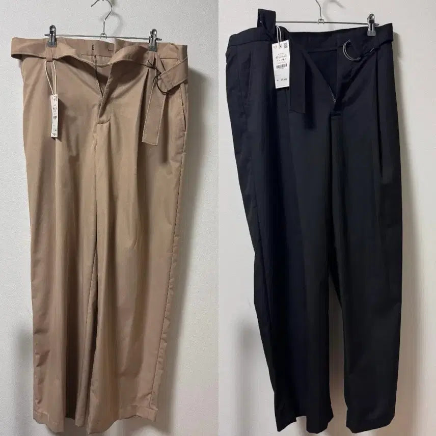 [BUNJANG] ZARA Wide Leg Pants Beige/Black Size 42 New / ZARA 와이드 레그 팬츠 베이지/블랙 42 새제품