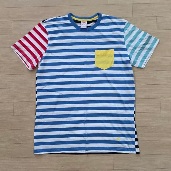 [BUNJANG] Brooks Brothers Multi Stripe Crewneck T-Shirt - Large (Blue/Yellow) / [새상품/최종할인] 브룩스브라더스 멀티스트라이프 크루넥 L 105