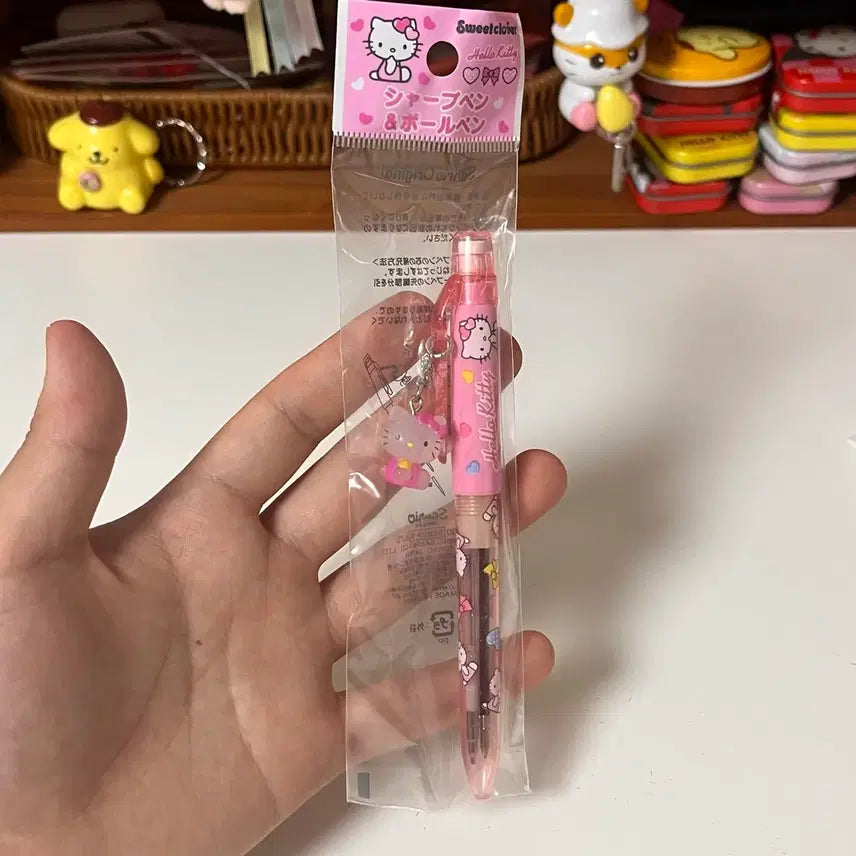 [BUNJANG] Classic Kitty Two-Way Mascot Ballpoint Pen & Mechanical Pencil / 고전키티 투웨이 마스코트 볼펜 샤프 오리지널