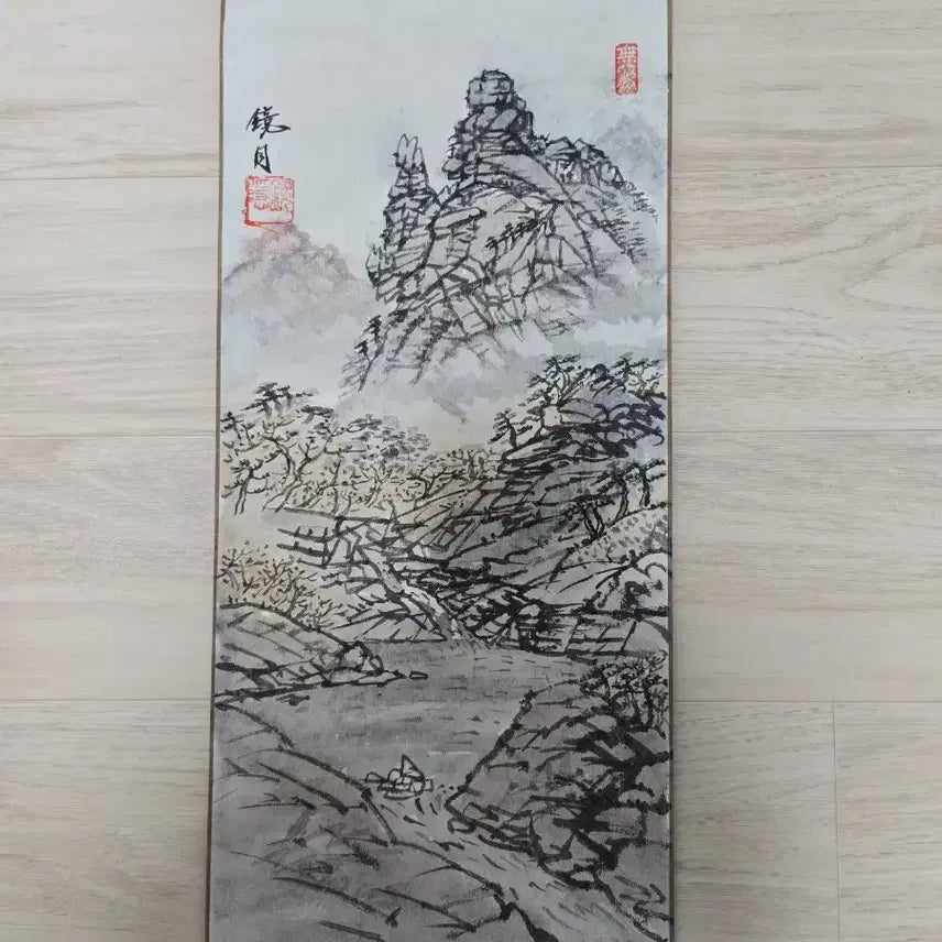 [BUNJANG] Antique Korean Painting Scroll Landscape Painting / 동양화 산수화 족자 골동품
