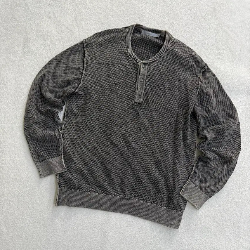 [BUNJANG] 110 Series Henry Neck Dyeing Knit 0511T / 110 시리즈 헨리 넥 다잉 니트 0511T
