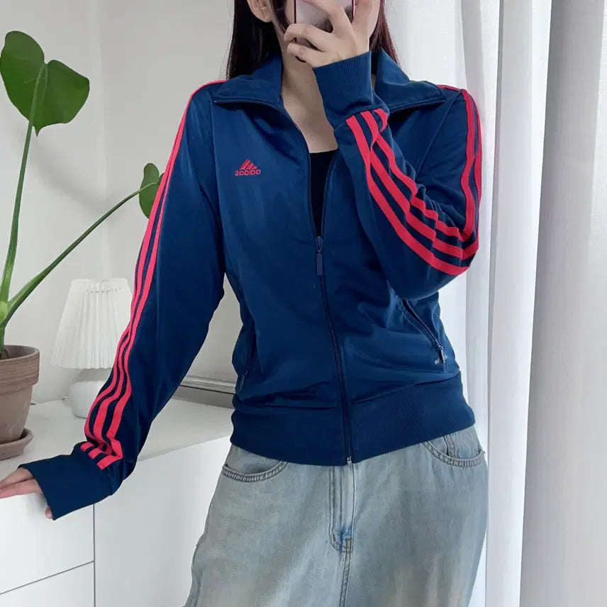 [BUNJANG] Adidas Navy Track Top Jersey with Three Stripes (Size 95) / [정품] 아디다스 네이비 트랙탑 삼선 져지 [ 95 ]