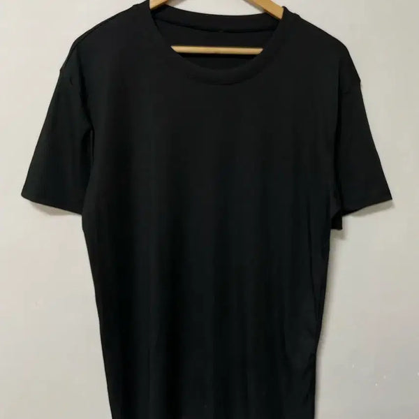 [BUNJANG] Black Ribbed Functional Spandex Short Sleeve T-Shirt / 100-105 블랙 골지 기능성 스판 반팔티