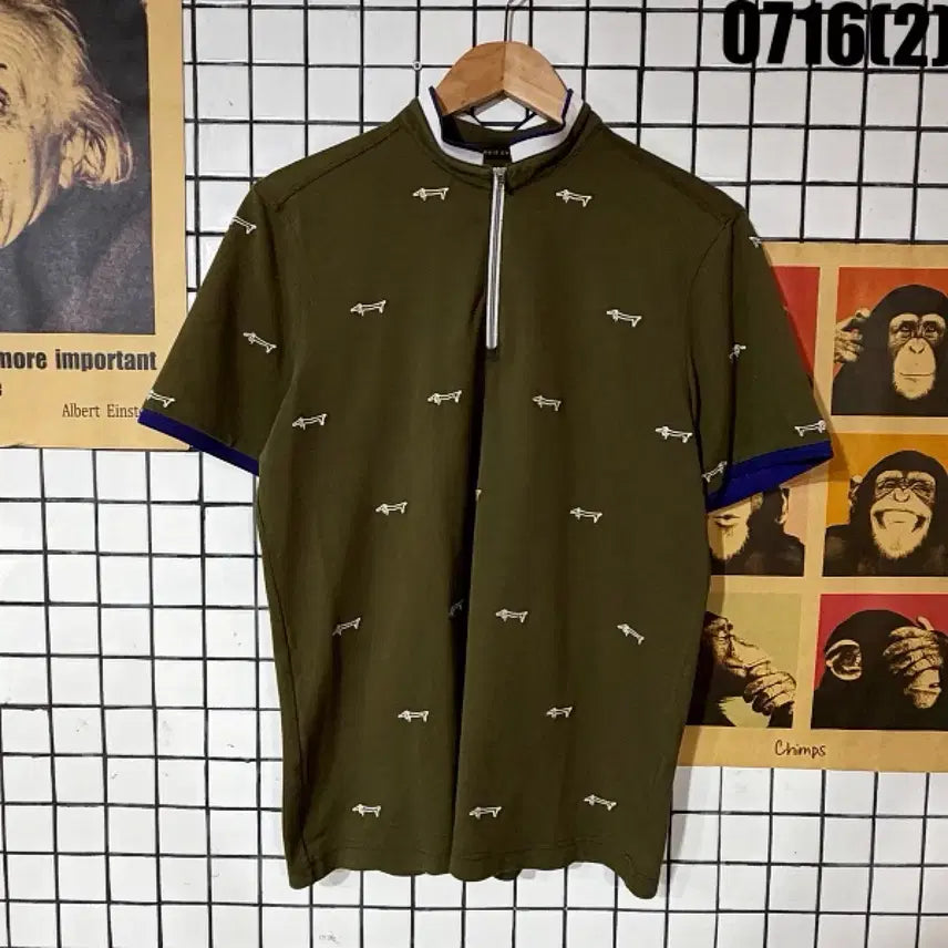 [BUNJANG] Louis Castel Dog Pattern Short Sleeve Polo Shirt / 루이까스텔 반팔 카라티 강아지 패턴 100 0716
