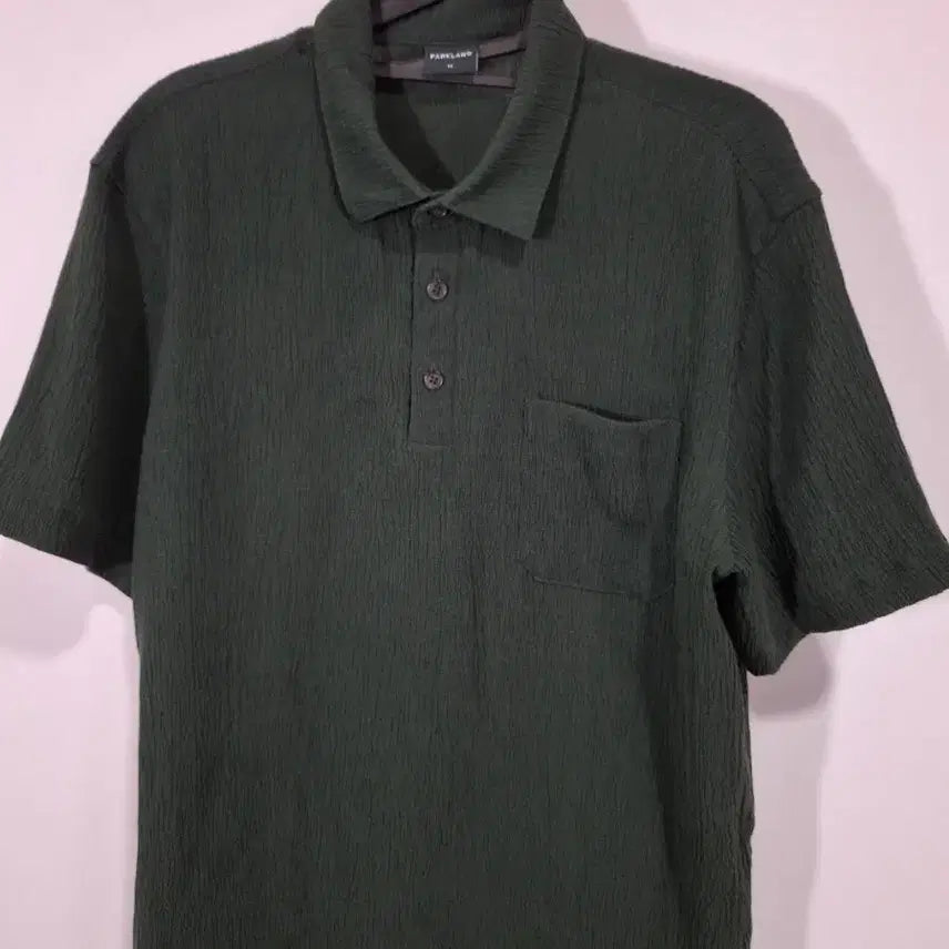 [BUNJANG] Parkland Dark Green Seersucker Short-Sleeve Polo Shirt (M) / 파크랜드 반팔 카라셔츠 짙은 녹색