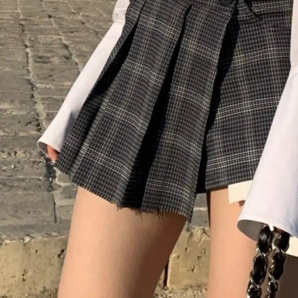 [BUNJANG] Check Pleated Pants / 서쿠키 체크 플리츠 팬츠