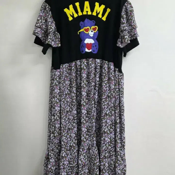 [BUNJANG] Bear Floral Long Dress / 곰돌이 꽃나염 롱 원피스