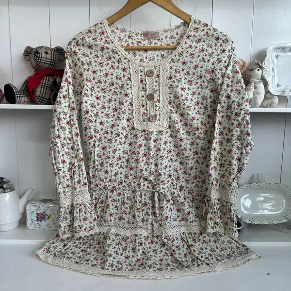 [BUNJANG] Momo Wonder Rabbit Flower Lace Tunic Dress / 플라워 레이스 튜닉 원피스