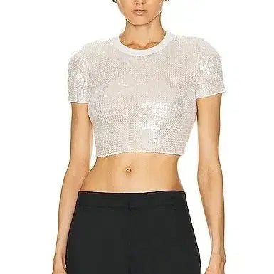 [BUNJANG] Alexander Wang Sequin Crop Top White S / 알렉산더왕 스팽글 크롭 탑 S 화이트
