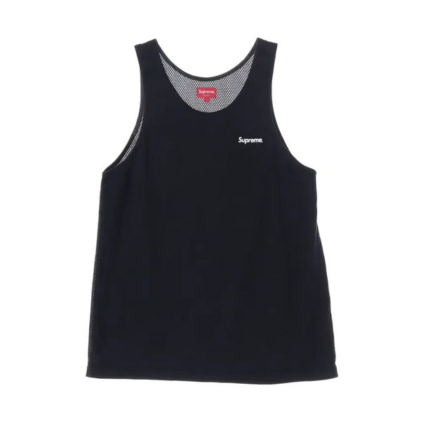 [BUNJANG] Supreme Logo Print Mesh Panel Sleeveless Top / 슈프림 로고 프린트 메쉬 배색 슬리브리스