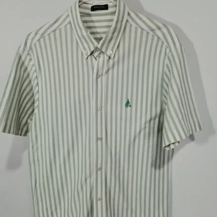 [BUNJANG] Beanpole Striped Short Sleeve Cotton Shirt / 빈폴 스트라이프 반팔 면셔츠