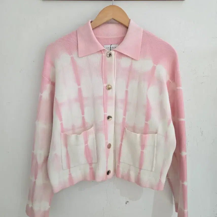 [BUNJANG] Sandro Knit Jacket Pink & White Size 2 / 산드로 니트 자켓