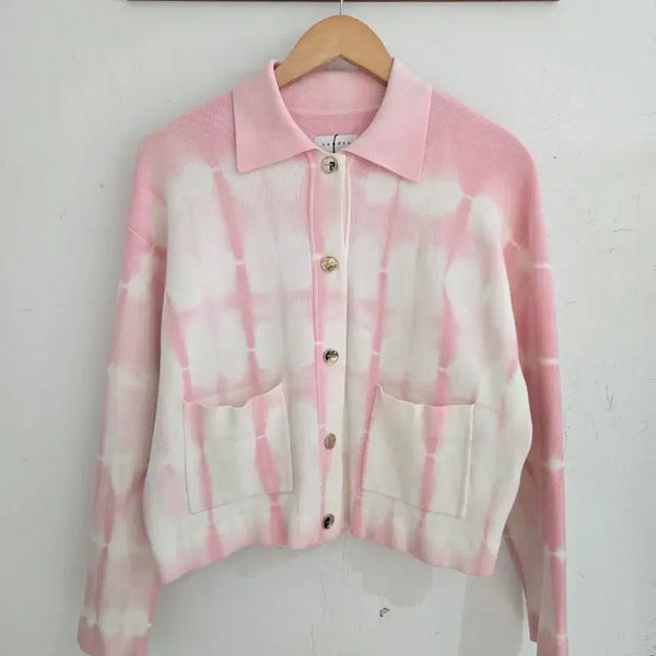 [BUNJANG] Sandro Knit Jacket Pink & White Size 2 / 산드로 니트 자켓