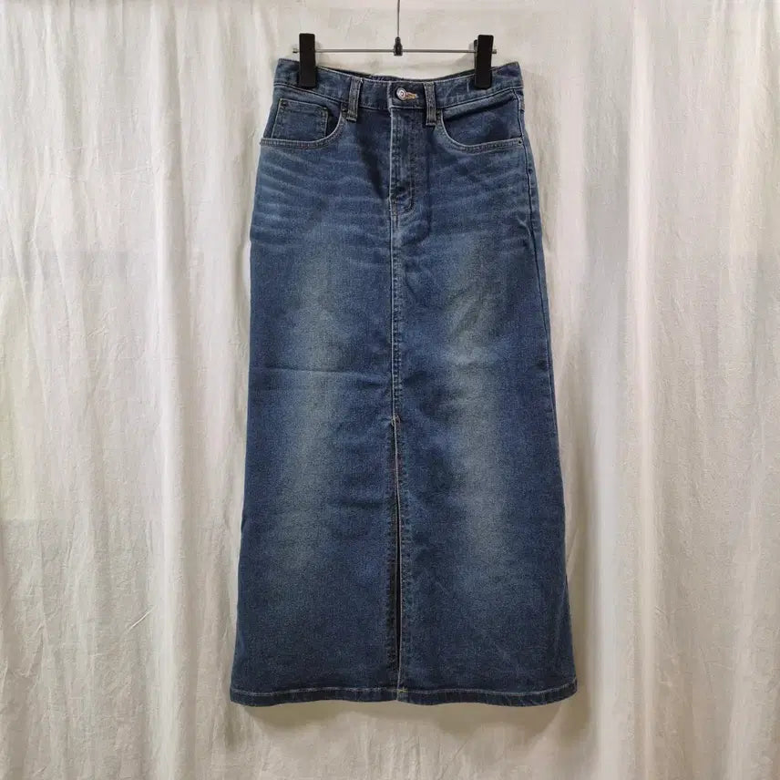 [BUNJANG] Vintage Women's Denim Skirt with Slits / 구제 빈티지 여성 데님 스커트 트임 워싱 청치마