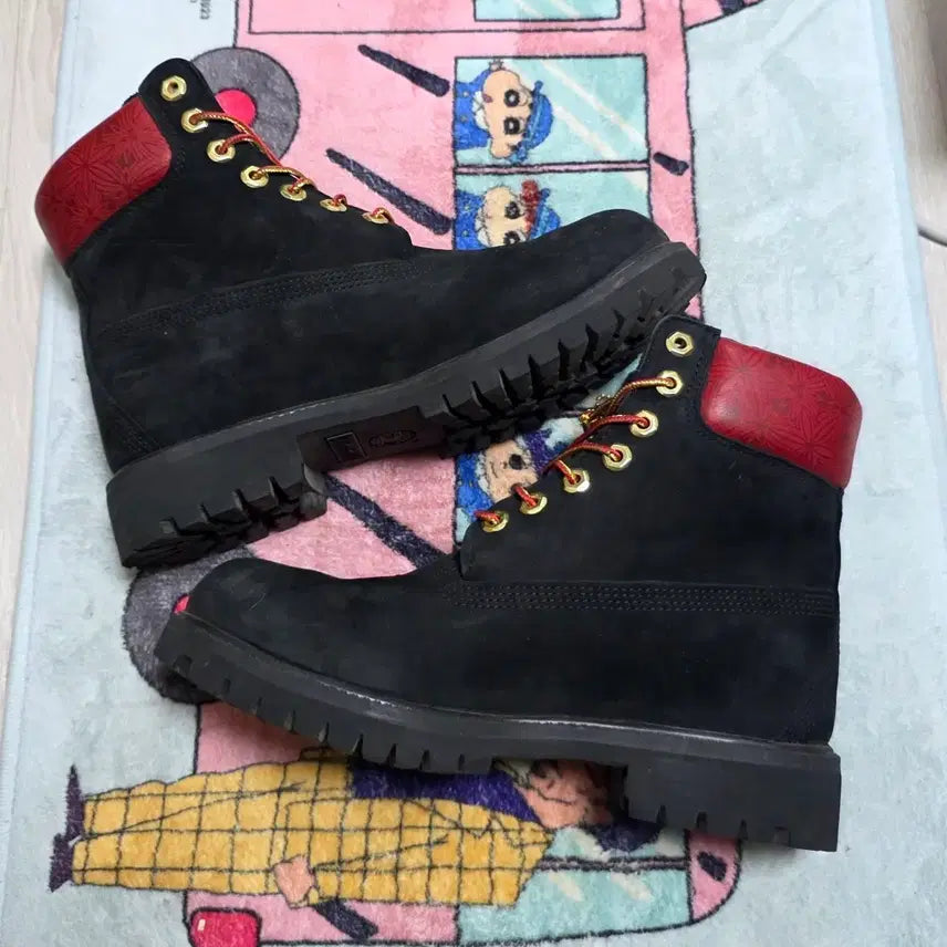 [BUNJANG] Timberland 6-Inch Men's Black & Red Boots Size 7W (Fits 255mm+) / 팀버랜드 6인치 남성 블랙&레드 부츠 255