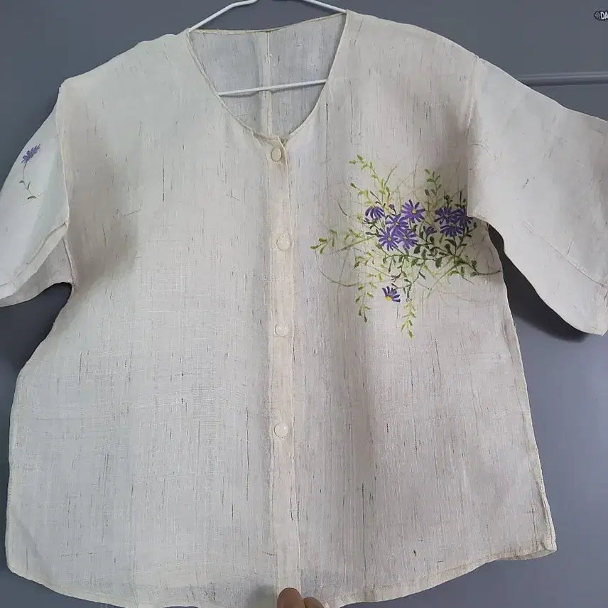 [BUNJANG] Hand-Painted Mugwort Ramie Jeogori Blouse / 구절초 그림 모시저고리