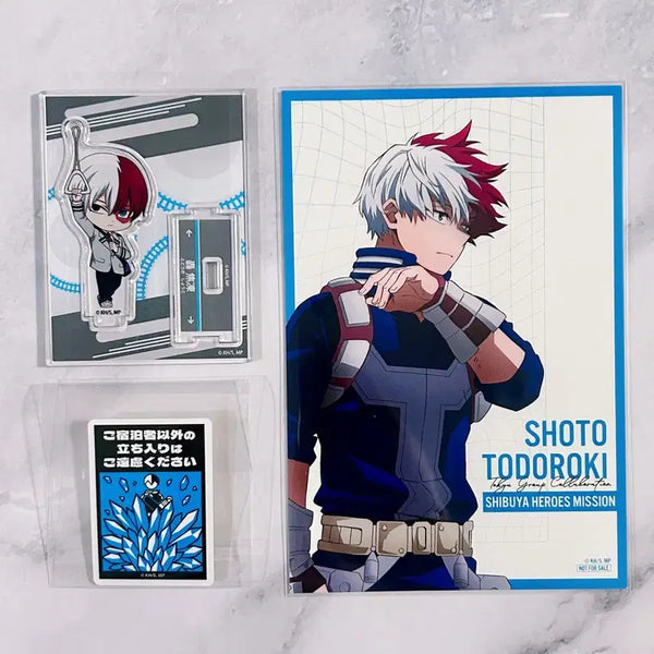 [BUNJANG] My Hero Academia Todoroki Shoto Dokyu Group Mini Acrylic Stand & Bonus Postcard Set / 히로아카 토도로키 쇼토 도큐 미니 아크릴 스탠드 특전엽서 호텔안내 스티커